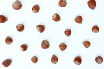 Superfoods - Nuts - Hazelnuts on white background