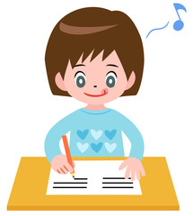 勉強する女の子