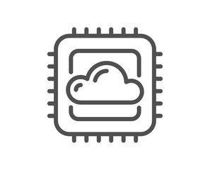 Cloud computing cpu line icon. Internet data storage sign. File hosting technology symbol. Quality design element. Editable stroke. Linear style cloud computing icon. Vector