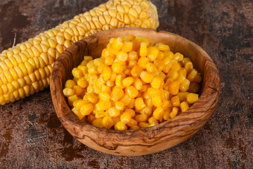Young corn seeds in the bowl