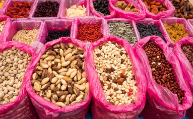 dried fruits and nuts and dried fruits in consumer bags