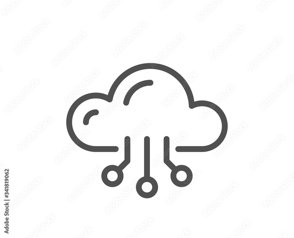 Poster cloud computing line icon. internet data storage sign. file hosting technology symbol. quality desig