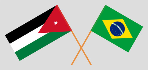 Crossed flags of Jordan and Brazil
