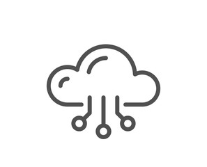 Cloud computing line icon. Internet data storage sign. File hosting technology symbol. Quality design element. Editable stroke. Linear style cloud computing icon. Vector - obrazy, fototapety, plakaty