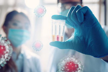 Medical science laboratory. Concept of bacteria research against covid-19 coronavirus