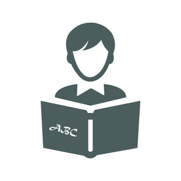 Reading book gray icon, studying, reader