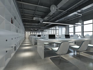 3d render of modern office interior meeting room