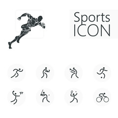 Sport icons run volleyball tennis football basketball baseball cycling