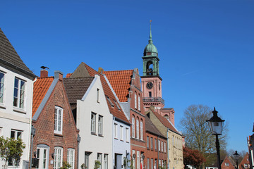 Fototapeta na wymiar Friedrichstadt Holländerstadt in Schleswig-Holstein Remonstrantenkirche