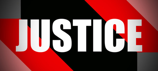Justice - text written on colourful background