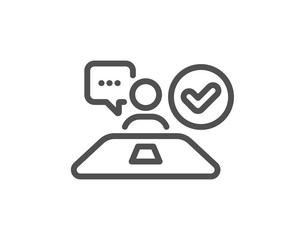 Approved interview line icon. Accepted employee sign. Human resource symbol. Quality design element. Editable stroke. Linear style job interview icon. Vector