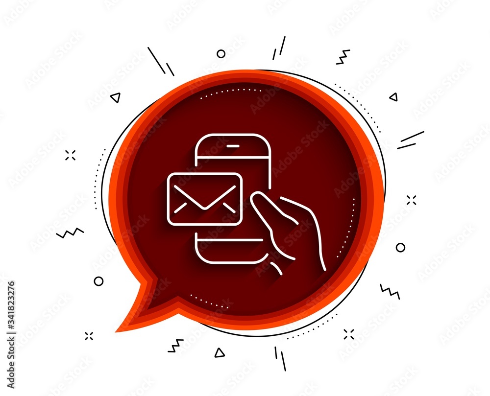 Poster messenger mail line icon. chat bubble with shadow. new newsletter sign. phone e-mail symbol. thin li