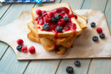 French toast with jam and berries