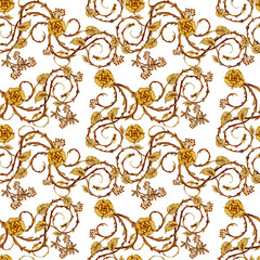 gold chains seamless pattern. luxury design. golden rose flowers. luxury jewelry. riches seamless background.