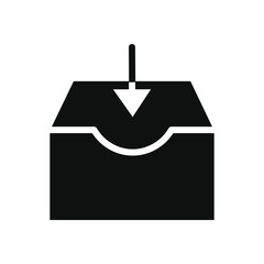 box and arrow down icon, silhouette style