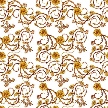 gold chains seamless pattern. luxury design. golden rose flowers. luxury jewelry. riches seamless background.