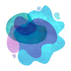 Watercolor abstract modern flat geometric transparent liquid shape forms.