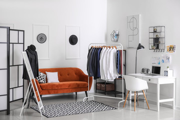 Interior of clothes stylist studio