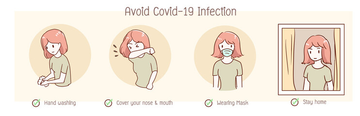 Coronavirus (Covid-19 or 2019-ncov) Infographic how to avoid infection during pandemic
