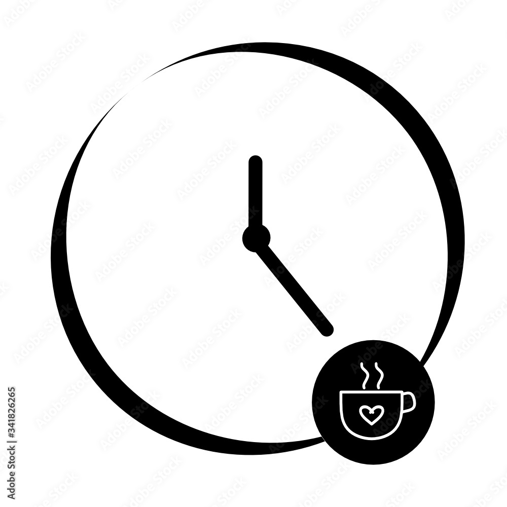 Poster coffee time, clock, watch icon. concept of ui design elements. digital countdown app, user interface