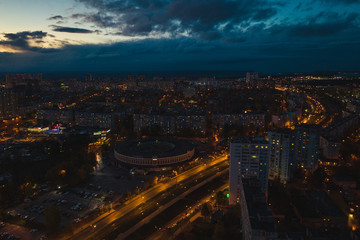 Night city aerial