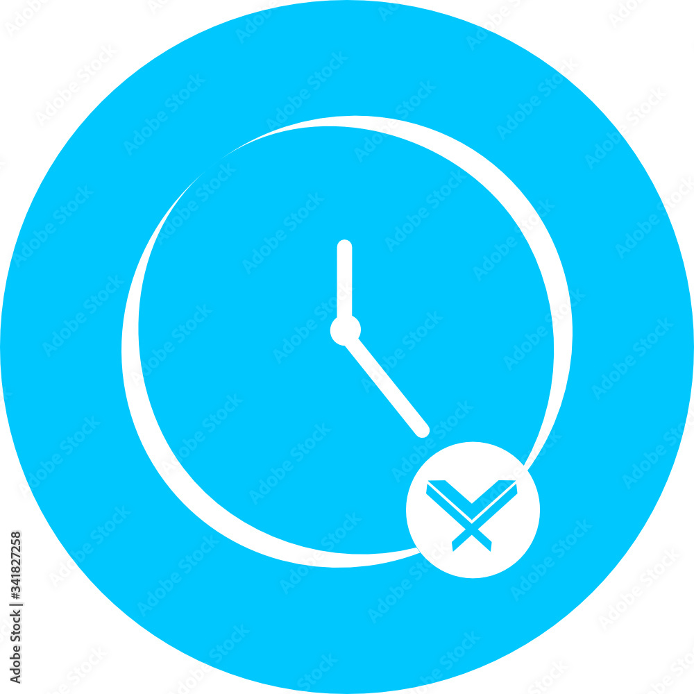Poster learning time, clock, watch in blue circle icon. concept of ui design elements. digital countdown ap