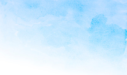 Watercolor illustration art abstract blue color texture background, clouds and sky pattern.
