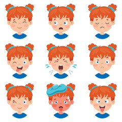 Set Of Different Expressions Of Kids