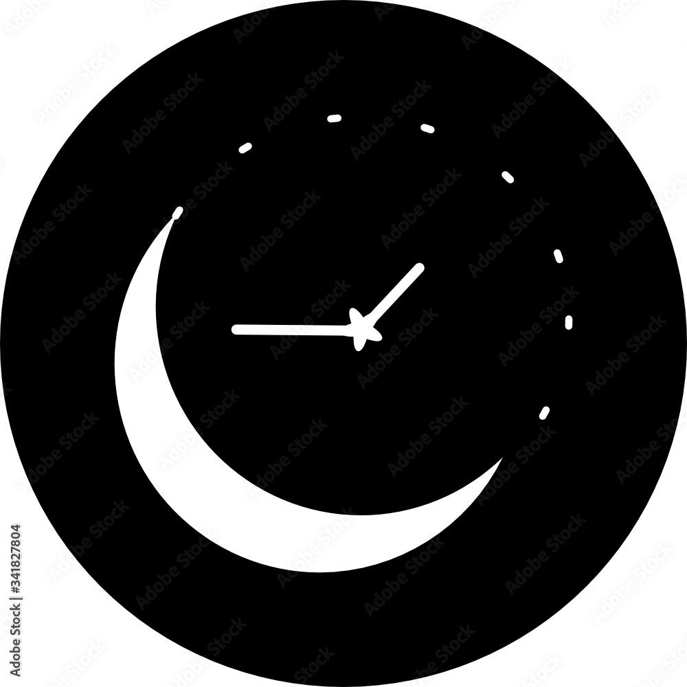 Poster night time, clock, watch in black circle icon. concept of ui design elements. digital countdown app,