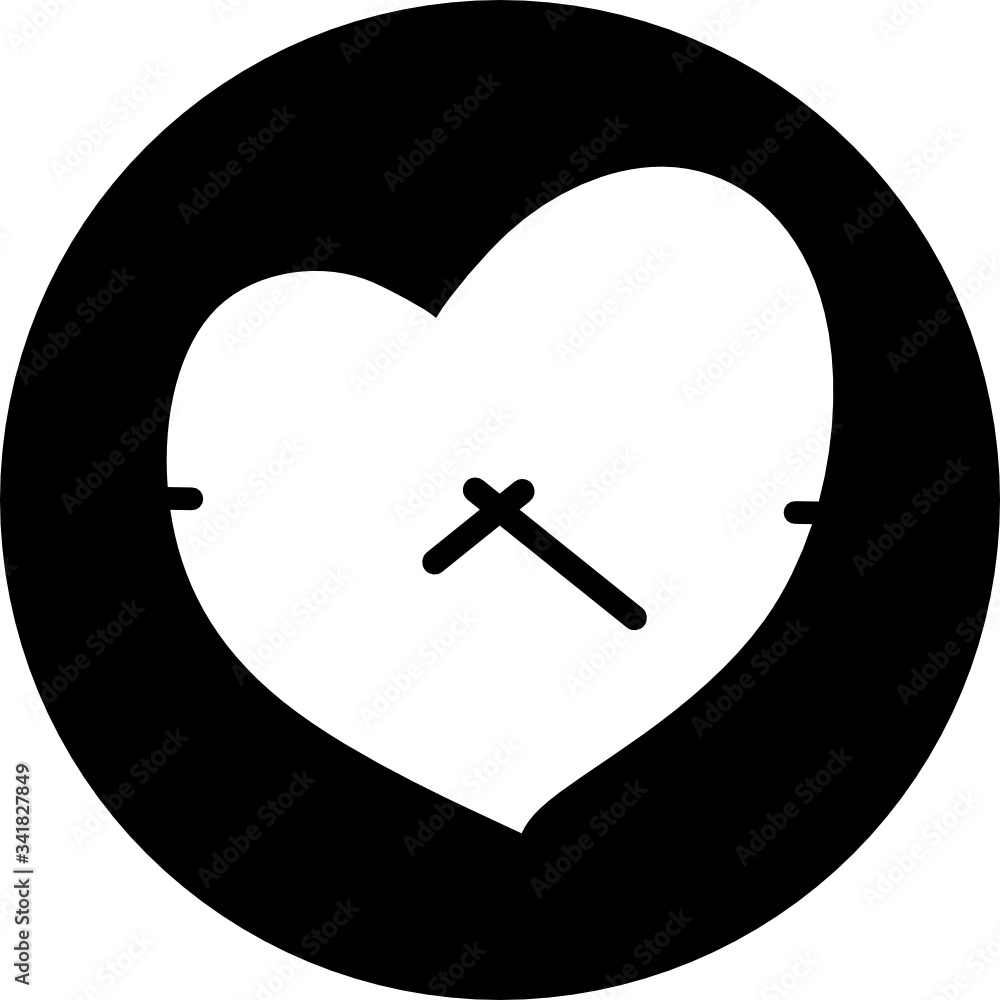 Poster love time, clock, watch in black circle icon. concept of ui design elements. digital countdown app, 