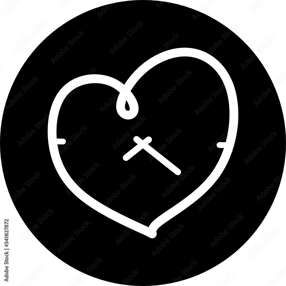Poster love time, clock, watch in black circle icon. concept of ui design elements. digital countdown app, 