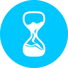 Sand hourglass time, clock, watch in blue circle icon. Concept of UI design elements. Digital countdown app, user interface kit, mobile clock interface. It's time to waiting, passing time vector sign