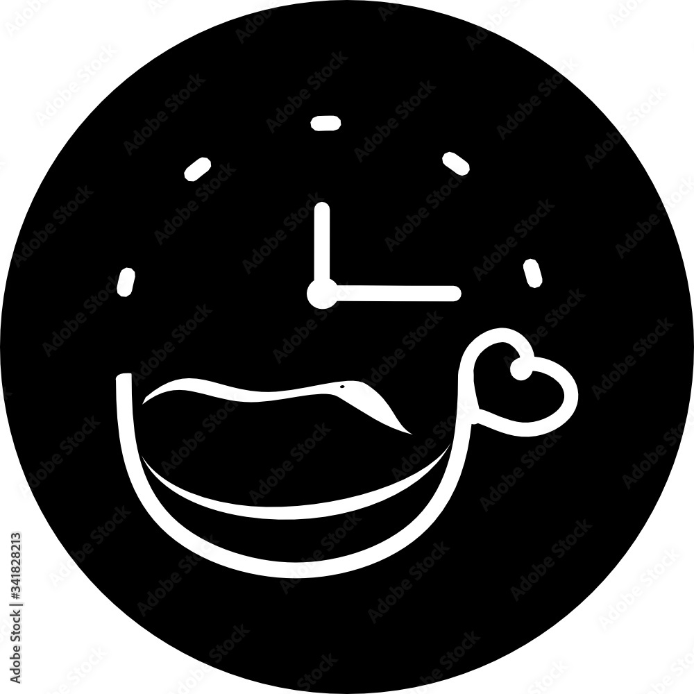 Poster coffee time, clock, watch in black circle icon. concept of ui design elements. digital countdown app