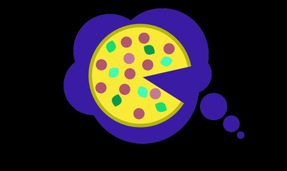 drawn pizza on a black background