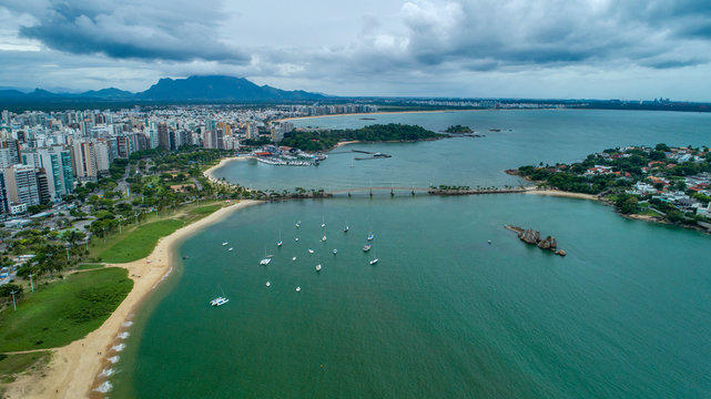 Vitoria, ES city photographed in Vitoria, capital of the Espirito Santo state, Southeast of Brazil. Atlantic Ocean. Picture made in 2018.