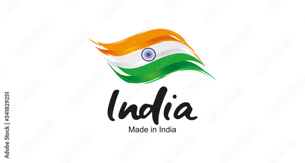 Canvas Prints made in india handwritten flag ribbon typography lettering logo label banner