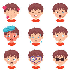 Set Of Different Expressions Of Kids