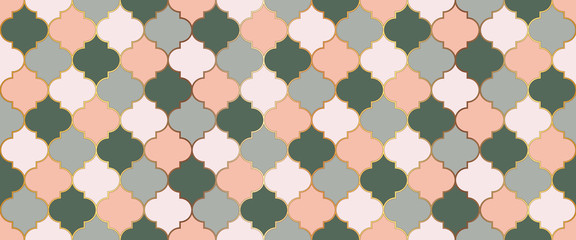 Eid Mubarak Muslim Background. Turkish Mosque Window Motif. Moroccan Seamless 