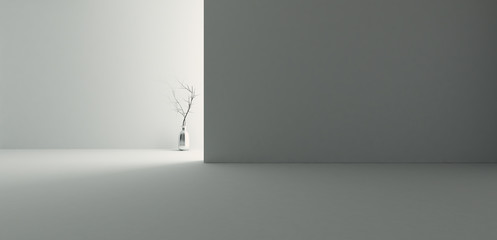 backlight empty room with wall and floor realistic 3D rendering