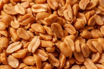 Close up shot of salted peanuts