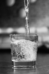 a glass of water on the table