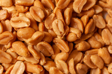 Close up shot of salted peanuts