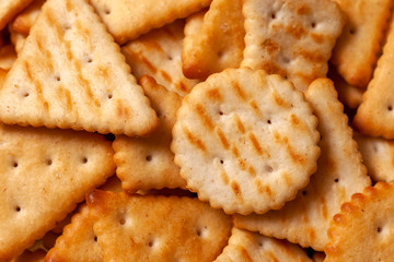 Close up shot of salty crackers on a plate