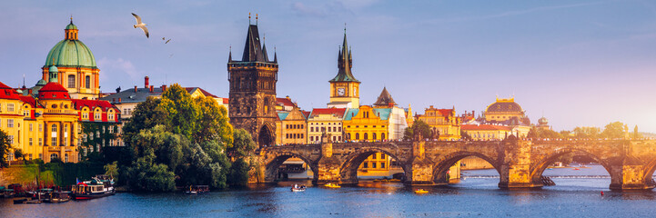 Charles Bridge, Old Town and Old Town Tower of Charles Bridge, Prague, Czech Republic. Prague old...