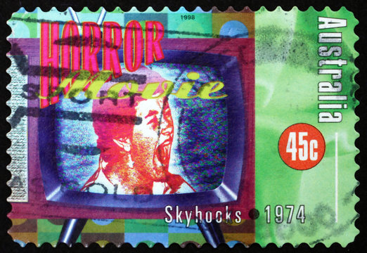 Postage stamp Australia 1998 Horror Movie, Song by Skyhooks