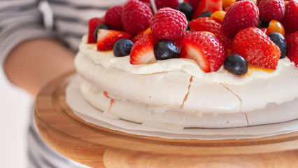 birth day homemade pavlova cake with berries