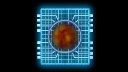 Computer chip . Glowing blue cpu .   3d rendering illustration