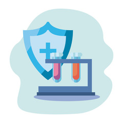 Shield with cross and tubes vector design