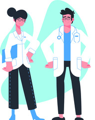 Healthcare professionals vector illustration for videos and print