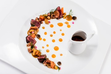 Food with vegetables on white background